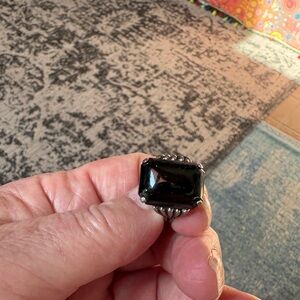 Elegant Black Vintage Silver Ring
